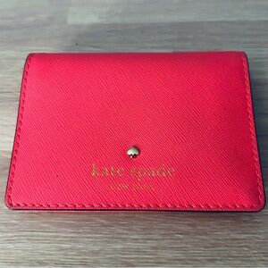 Kate Spade Saffiano Leather Wallet Neon Pink Polka Dot Lining